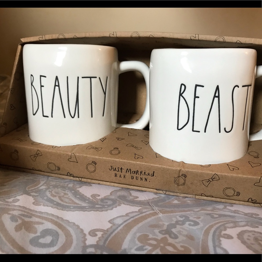 RAE DUNN Beauty & Beast mug set